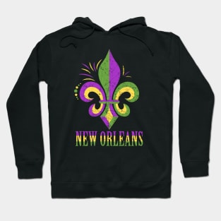 Distressed New Orleans Fleur De Lis long Hoodie